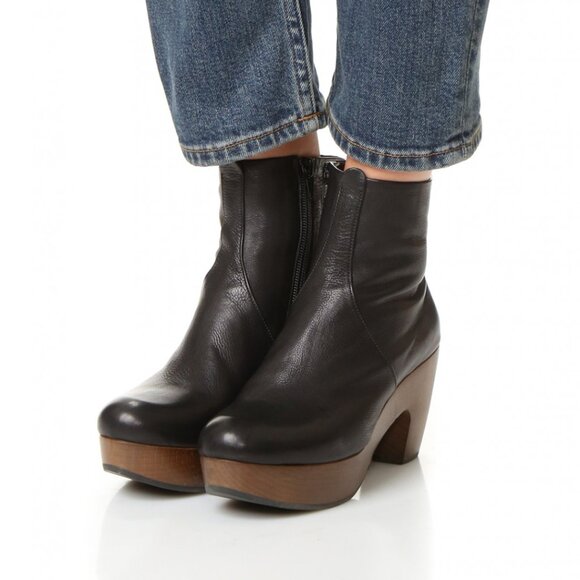 Coclico Tecla Clogs Wooden Black Leather Boots Sz 36 - Picture 1 of 15